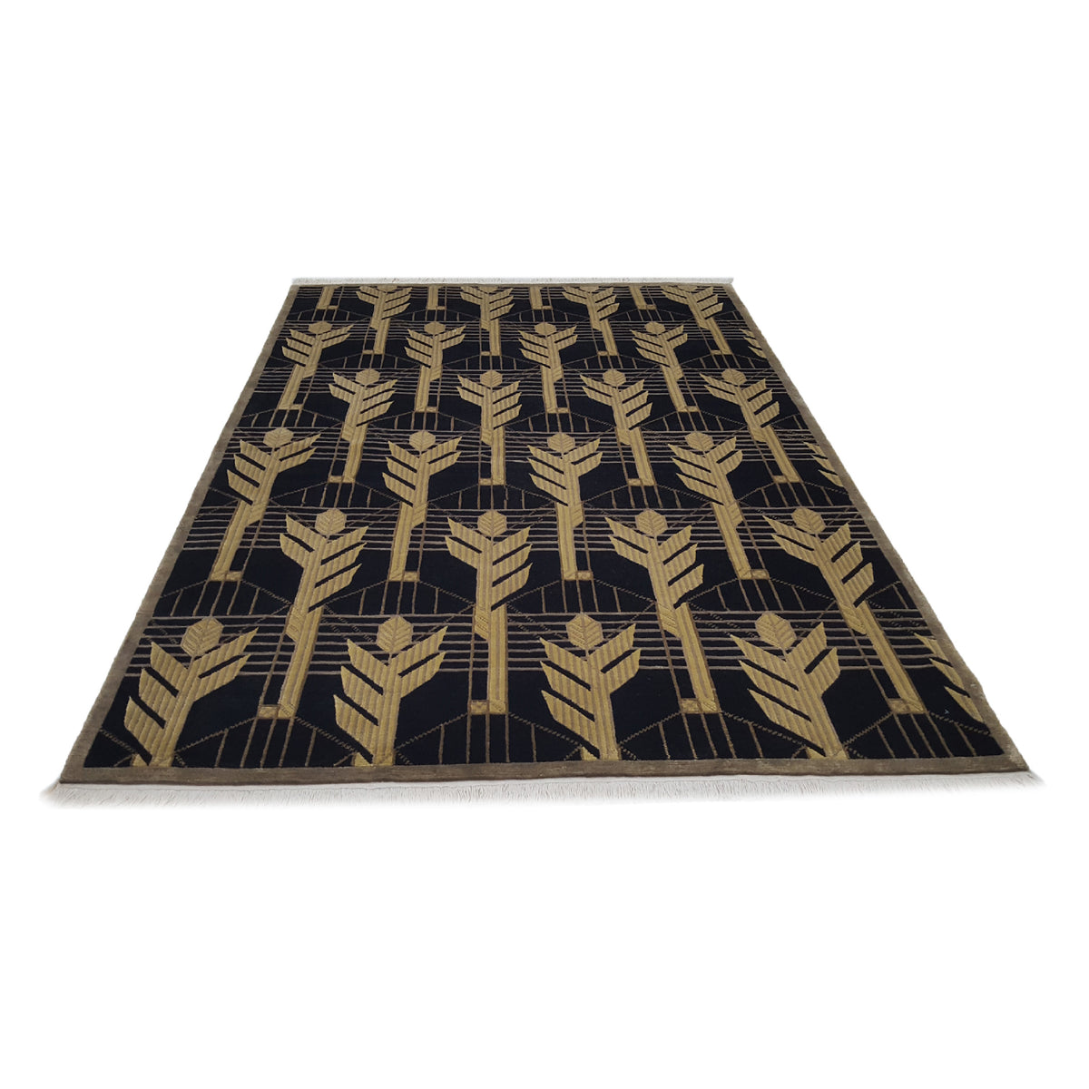 Pacific Nepal Baksh 16693 Black Black Modern Hand Knotted Rug