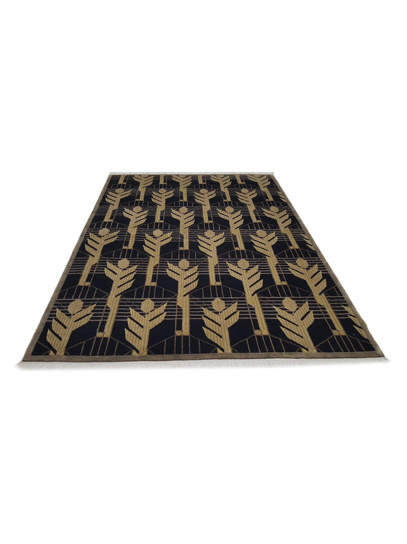 Pacific Nepal Baksh 16693 Black Black Modern Hand Knotted Rug