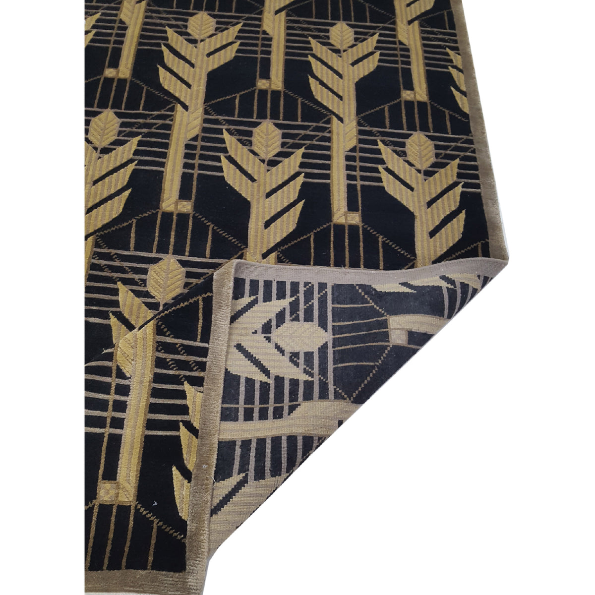 Pacific Nepal Baksh 16693 Black Black Modern Hand Knotted Rug