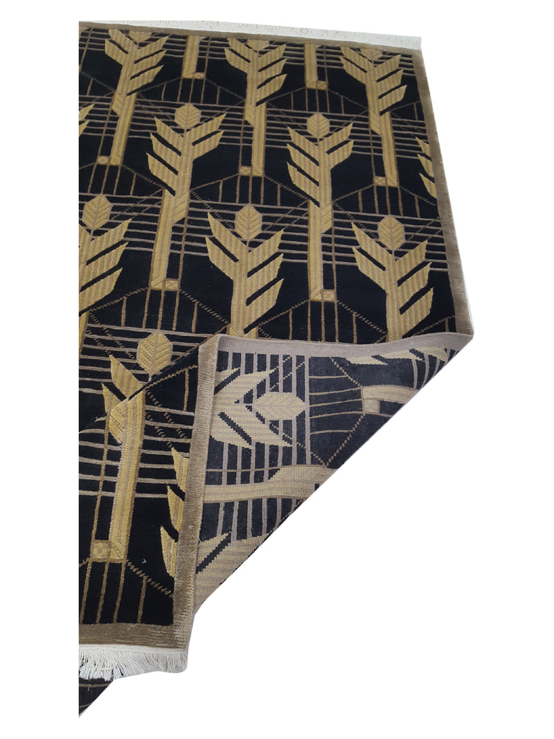 Pacific Nepal Baksh 16693 Black Black Modern Hand Knotted Rug