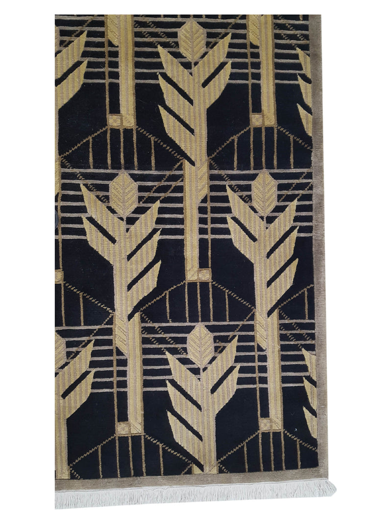 Pacific Nepal Baksh 16693 Black Black Modern Hand Knotted Rug