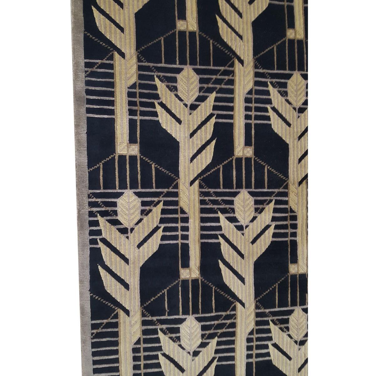 Pacific Nepal Baksh 16693 Black Black Modern Hand Knotted Rug