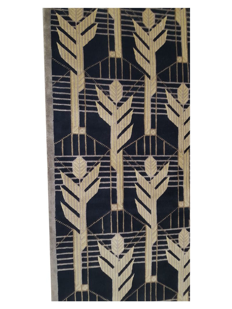 Pacific Nepal Baksh 16693 Black Black Modern Hand Knotted Rug