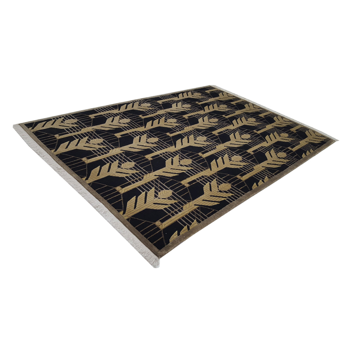 Pacific Nepal Baksh 16693 Black Black Modern Hand Knotted Rug