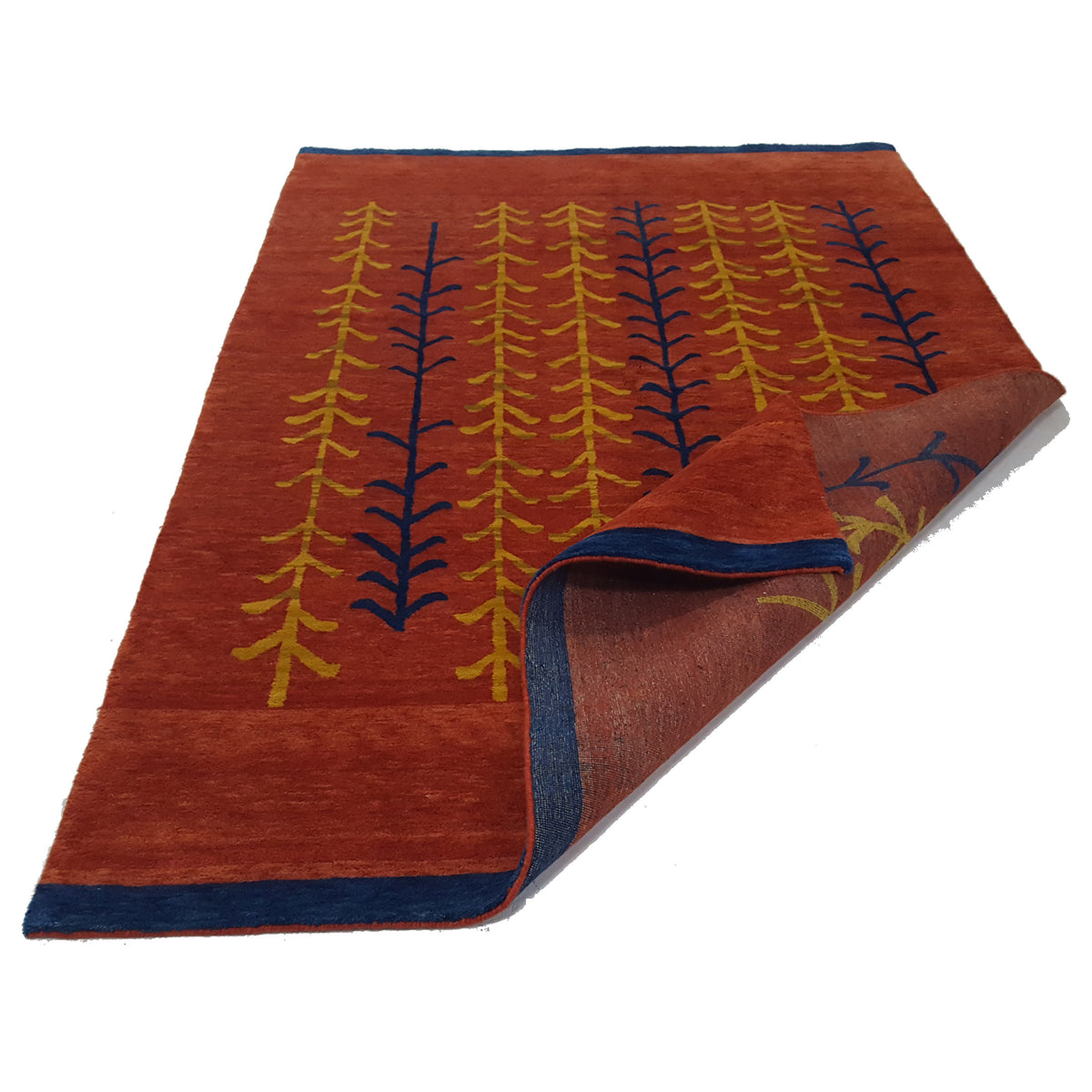 Pacific Gabbeh Gabbe-16696 Orange Navy Transitional Hand Knotted Rug