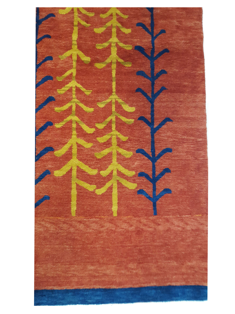 Pacific Gabbeh Gabbe-16696 Orange Navy Transitional Hand Knotted Rug