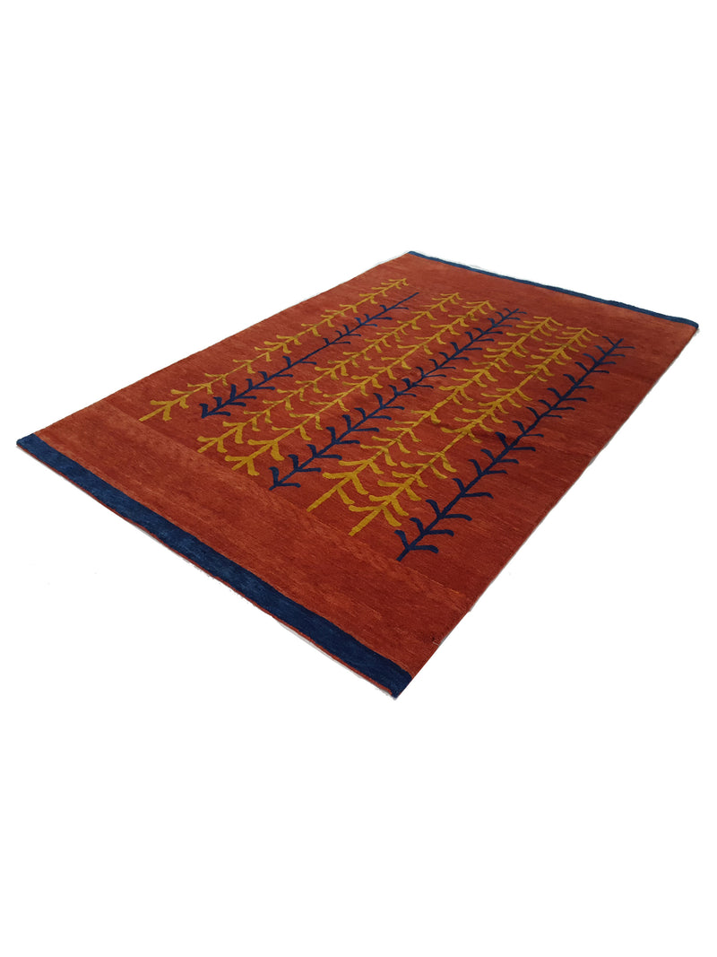 Pacific Gabbeh Gabbe-16696 Orange Navy Transitional Hand Knotted Rug