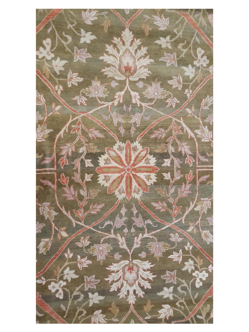 Pacific Agra 16700 Green Dk.Orange Traditional Hand Knotted Rug