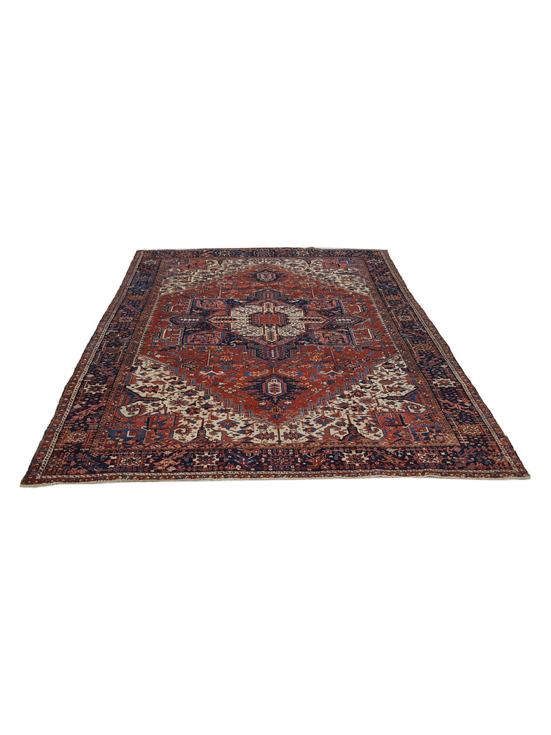 Fasa Antique Heriz 16736 Rust Multi Traditional Antique Rug