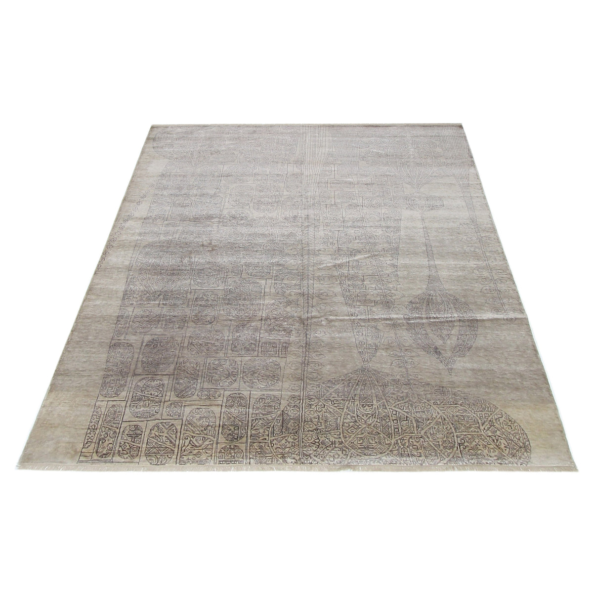Pacific Visalia 16739 Beige Beige Transitional Hand Knotted Rug