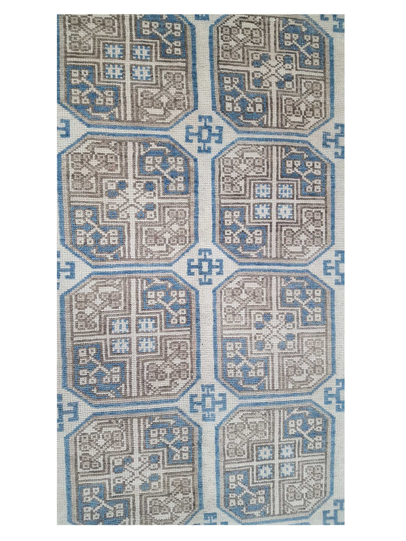 Pacific Tribal 16904 Beige Lt.Blue Transitional Hand Knotted Rug