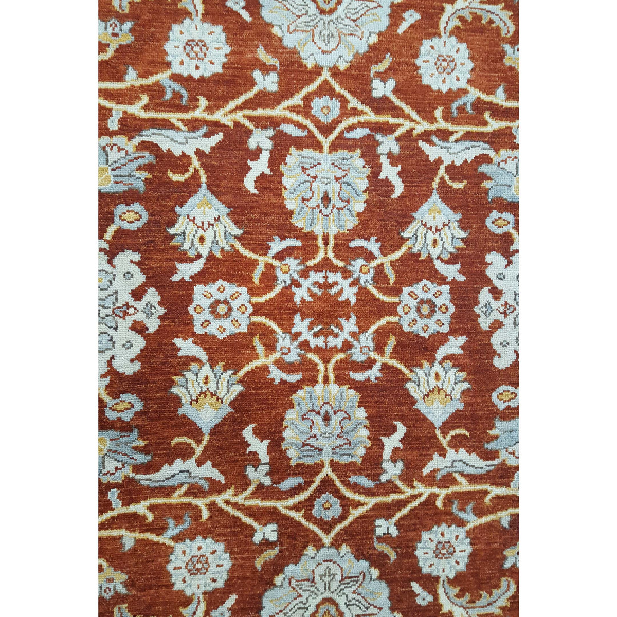 Pacific Ushak Wool Weft 17027 Dk.Orange Ivory Transitional Hand Knotted Rug