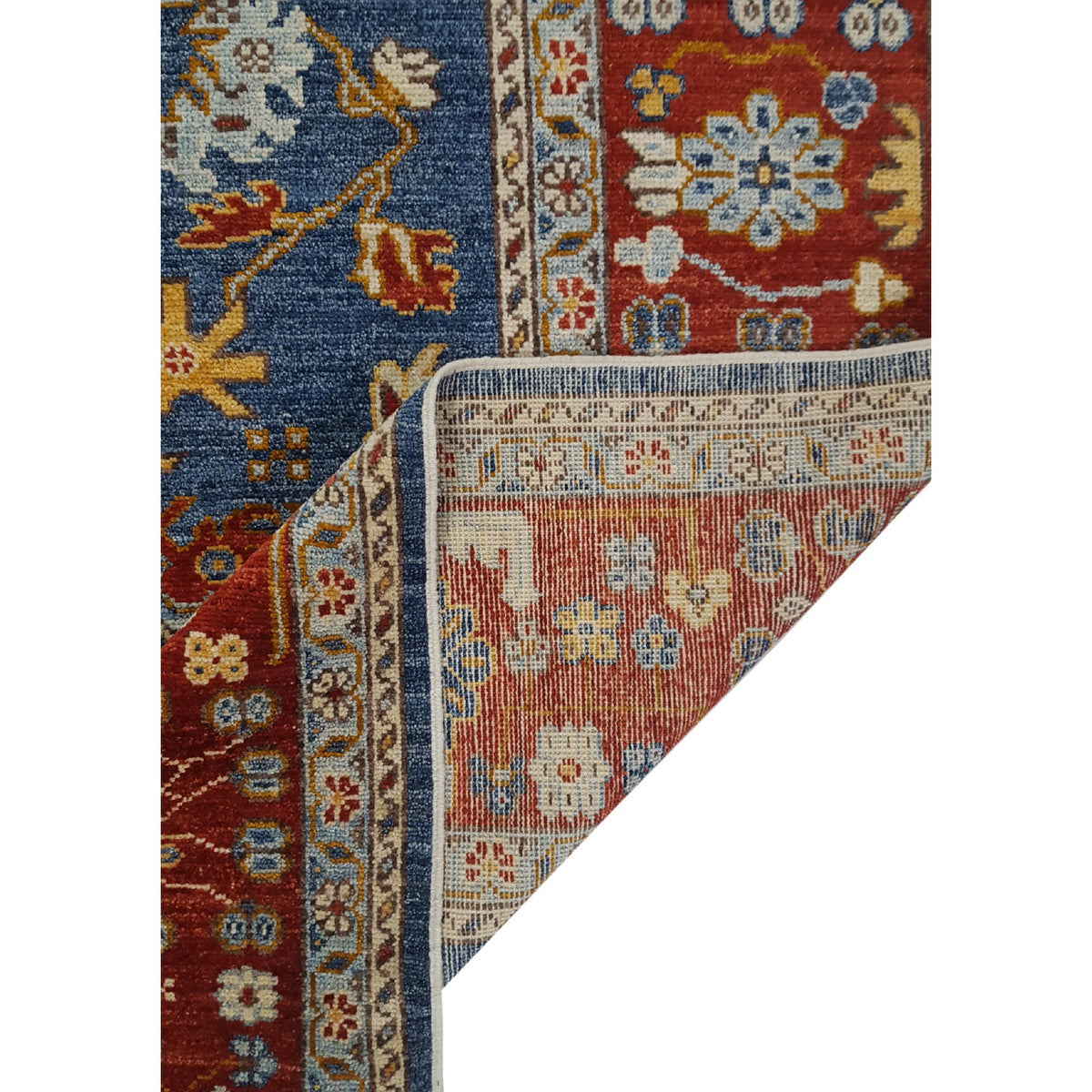 Pacific Ushak Wool Weft 17028 Blue Red Transitional Hand Knotted Rug