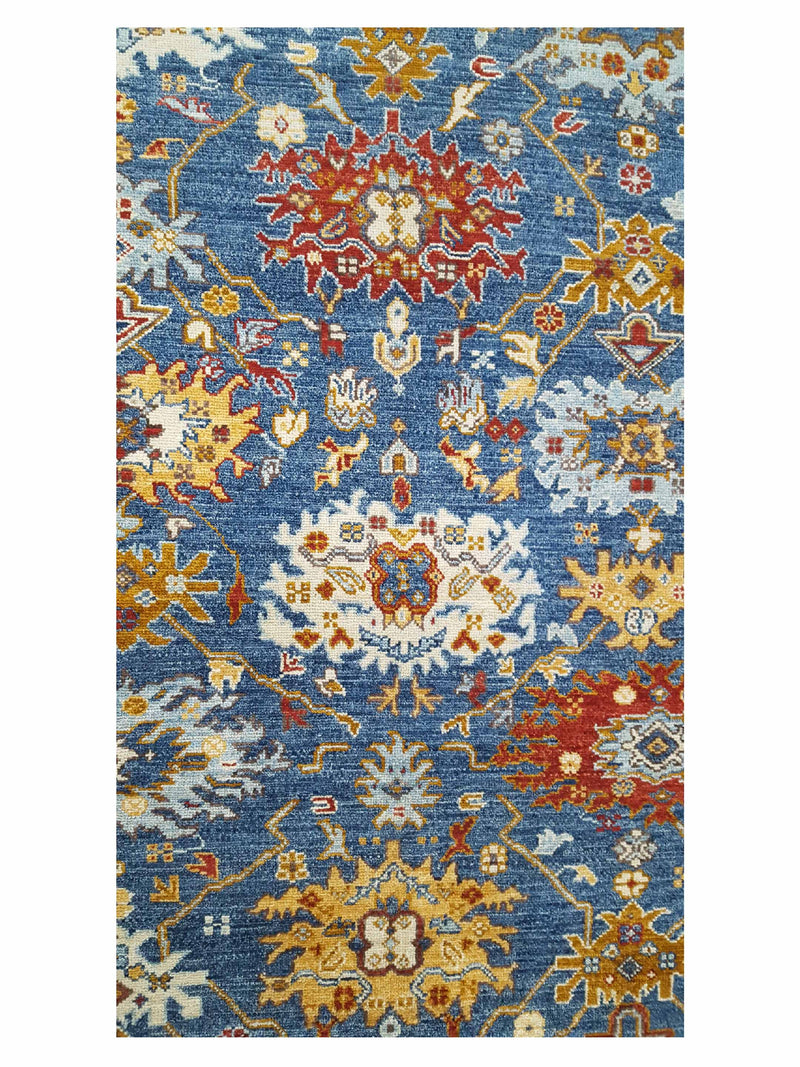 Pacific Ushak Wool Weft 17028 Blue Red Transitional Hand Knotted Rug