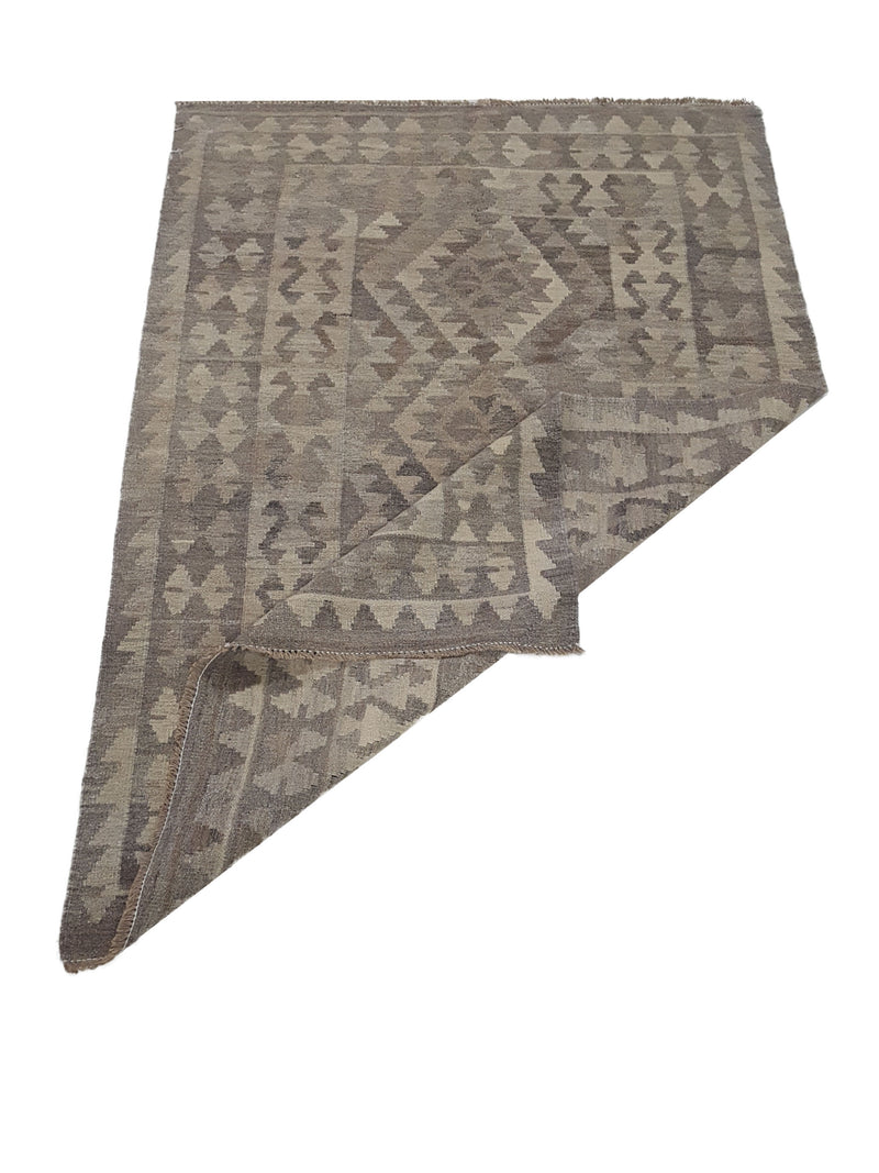 Aura Kilim 17045 Beige Chocolate Kilim Hand Woven Rug