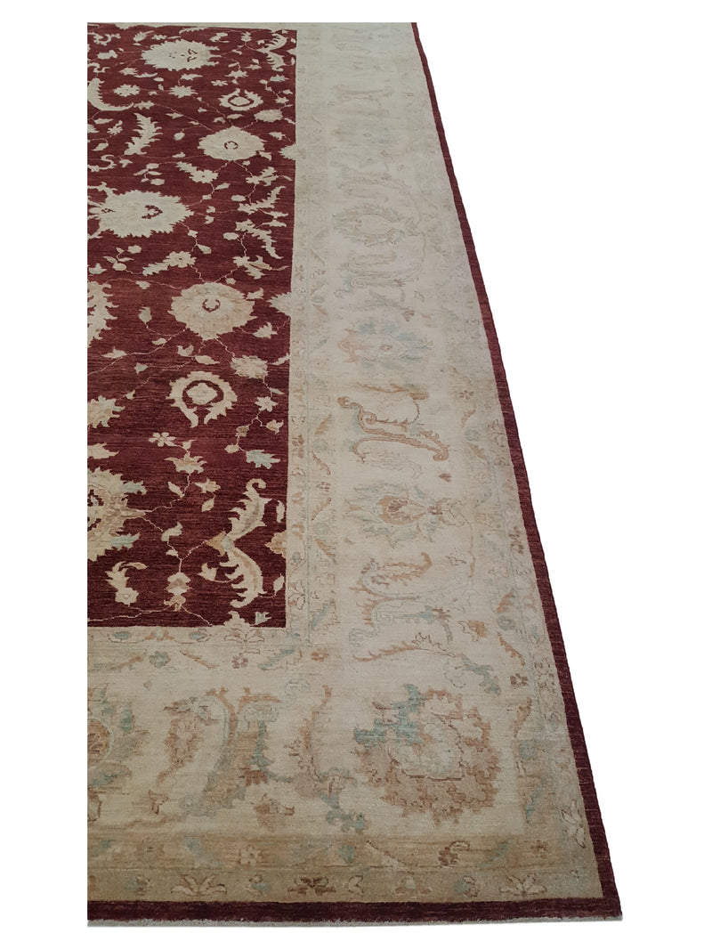 Pacific Farahan 17065 Burgundy Ivory Traditional Hand Knotted Rug