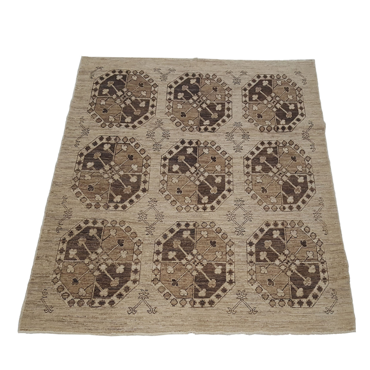 Pacific Tekke 17066 Ivory Brown Transitional Hand Knotted Rug