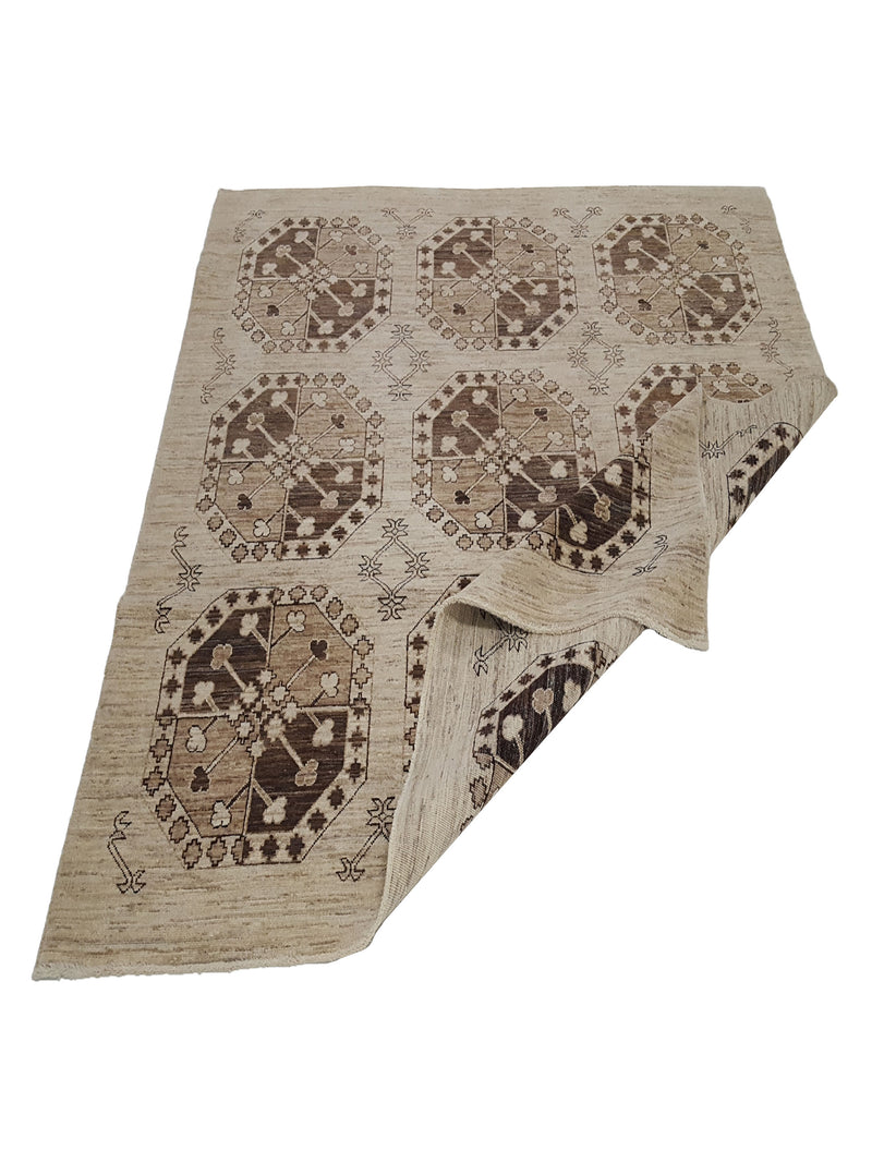 Pacific Tekke 17066 Ivory Brown Transitional Hand Knotted Rug