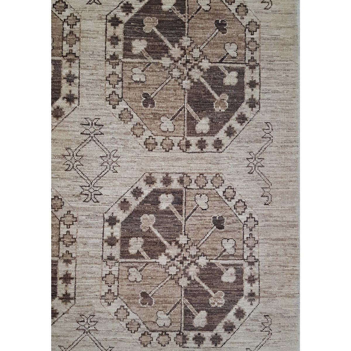 Pacific Tekke 17066 Ivory Brown Transitional Hand Knotted Rug