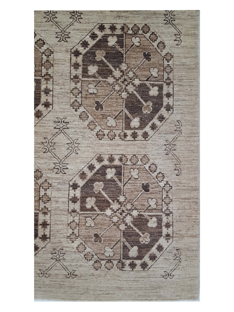 Pacific Tekke 17066 Ivory Brown Transitional Hand Knotted Rug