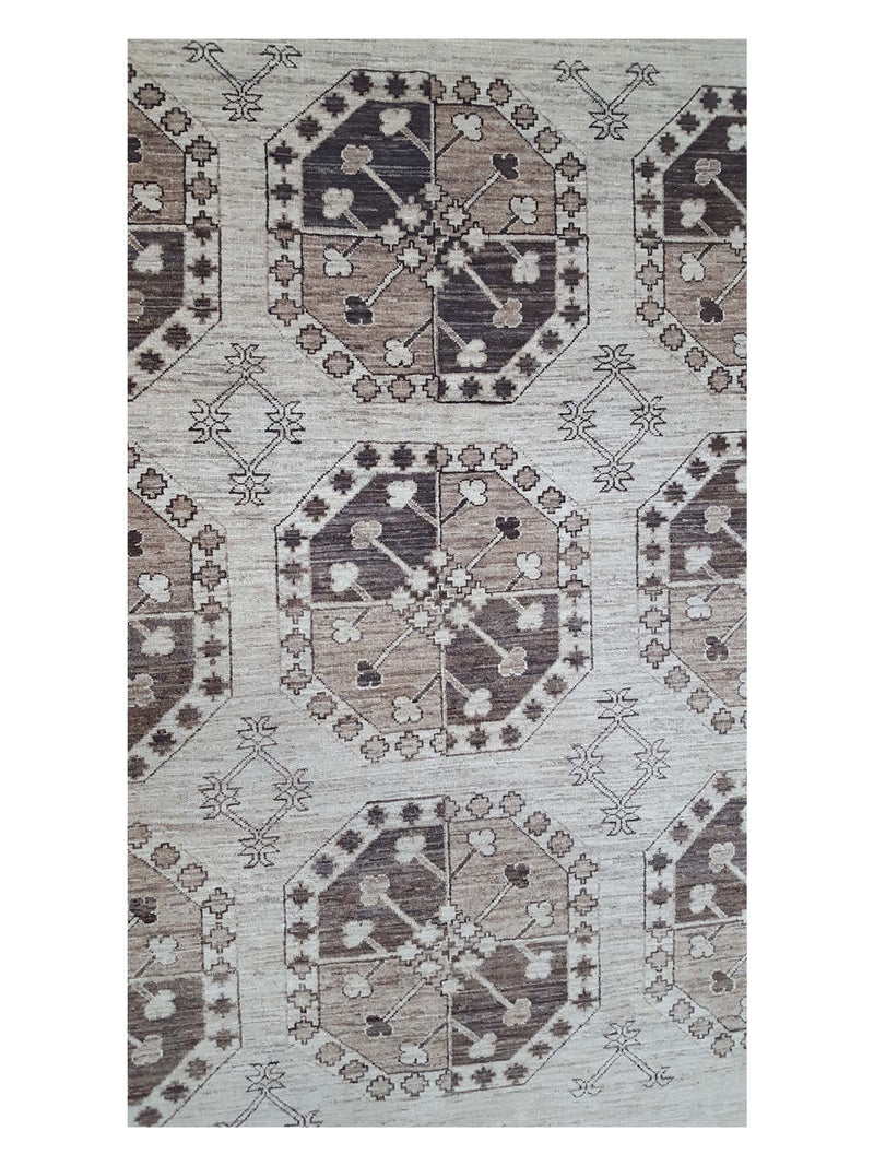 Pacific Tekke 17066 Ivory Brown Transitional Hand Knotted Rug