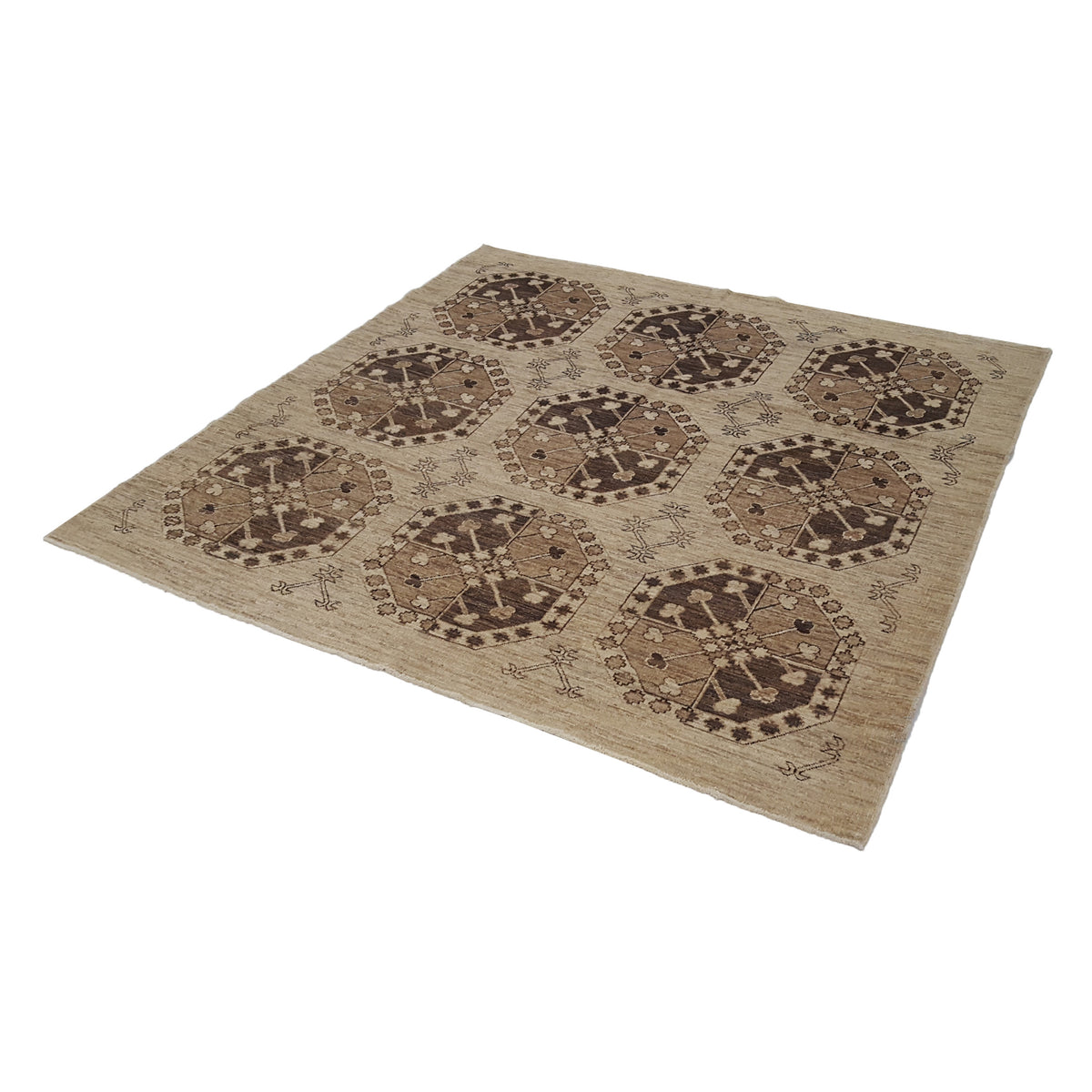 Pacific Tekke 17066 Ivory Brown Transitional Hand Knotted Rug
