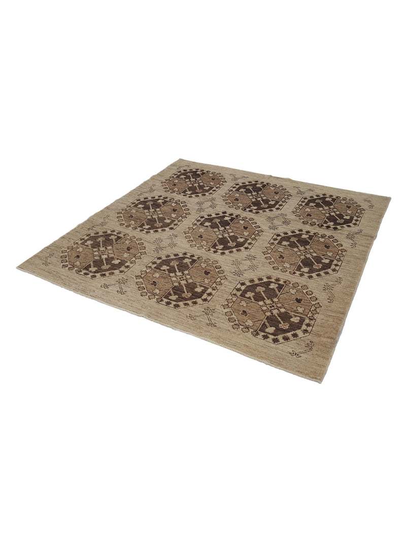 Pacific Tekke 17066 Ivory Brown Transitional Hand Knotted Rug