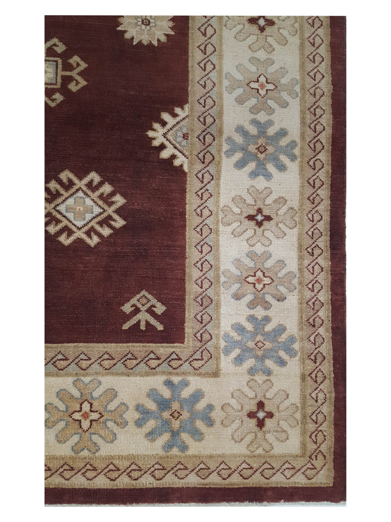 Pacific Kazak 17077 Brown Beige Traditional Hand Knotted Rug