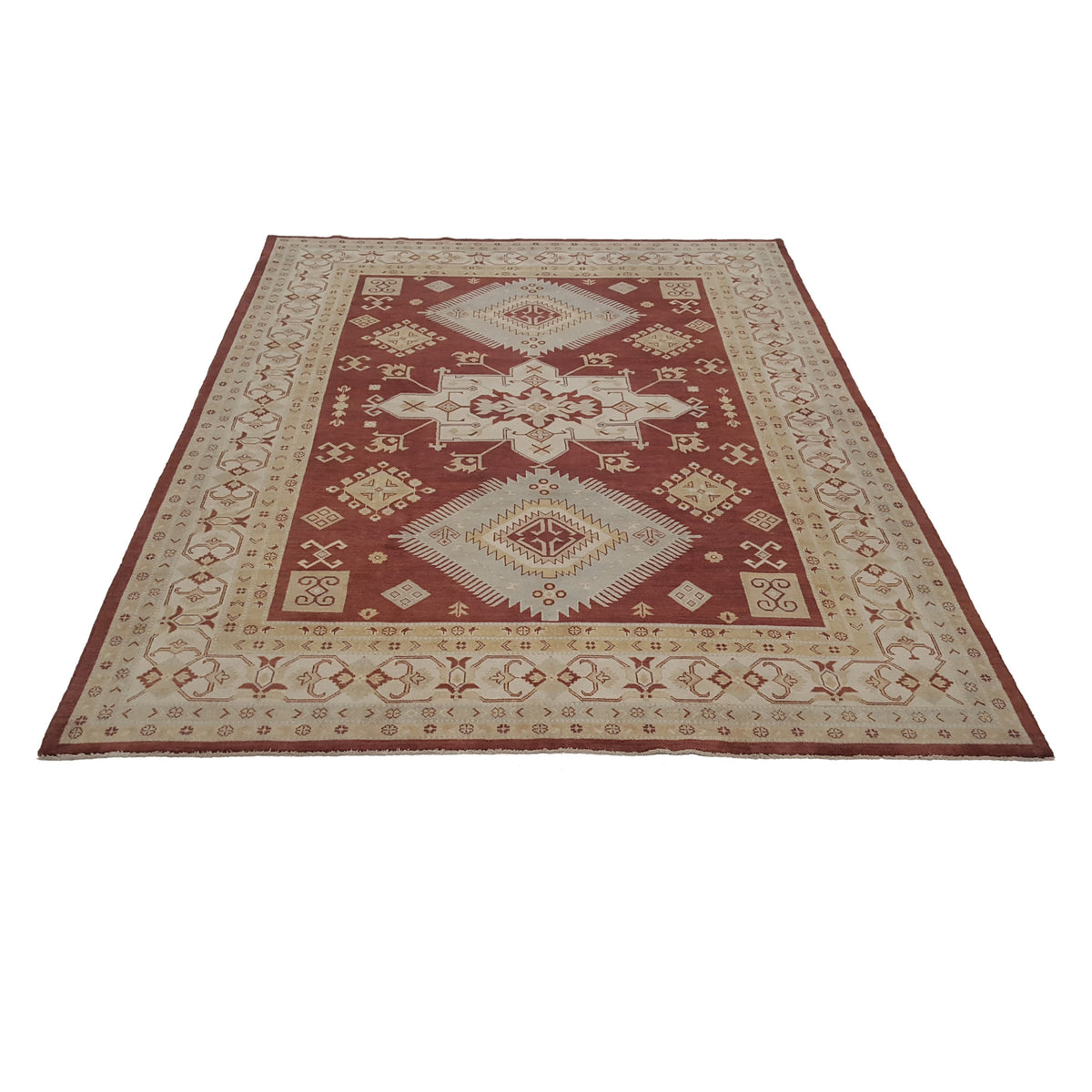 Pacific Kazak 17078 Brown Ivory Traditional Hand Knotted Rug