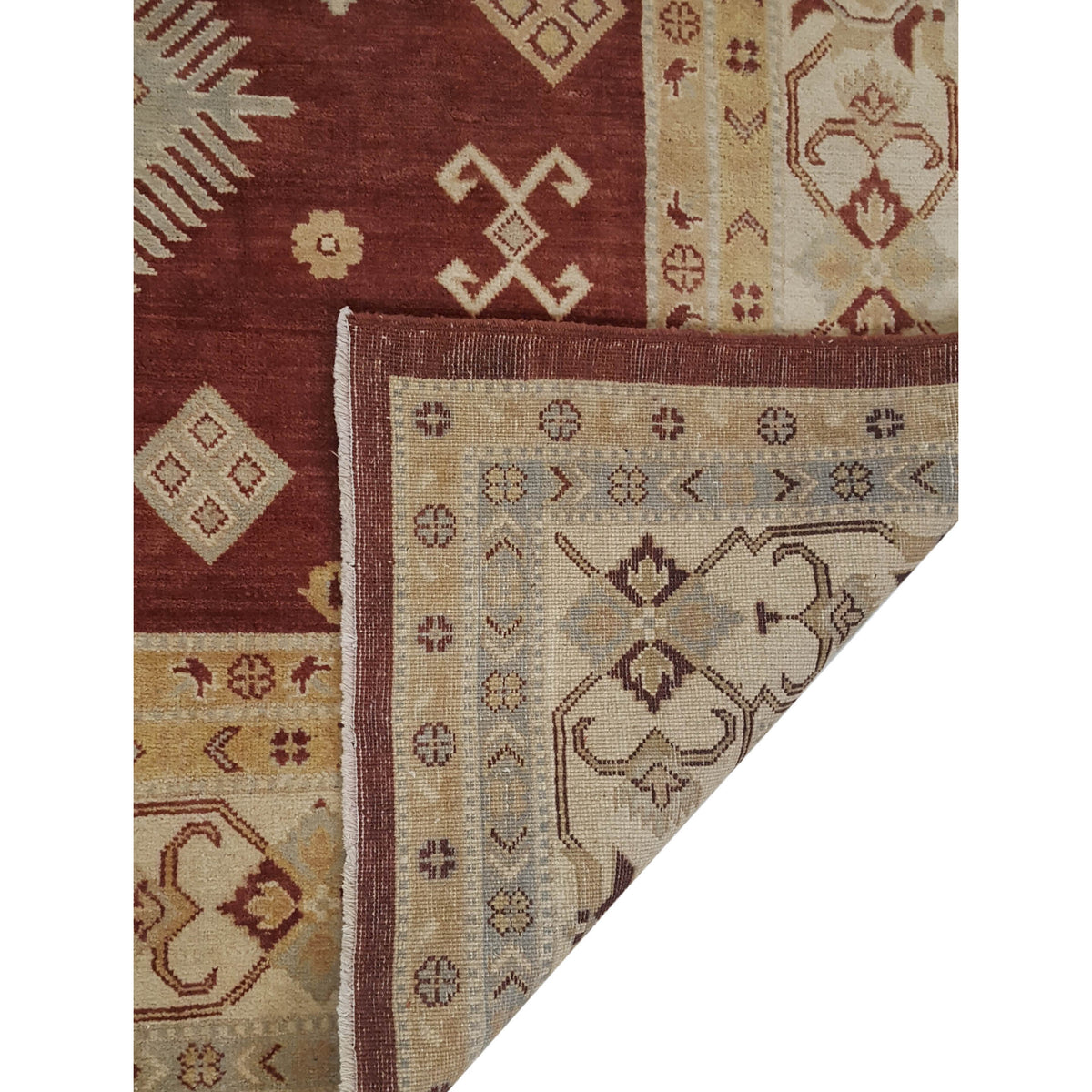 Pacific Kazak 17078 Brown Ivory Traditional Hand Knotted Rug