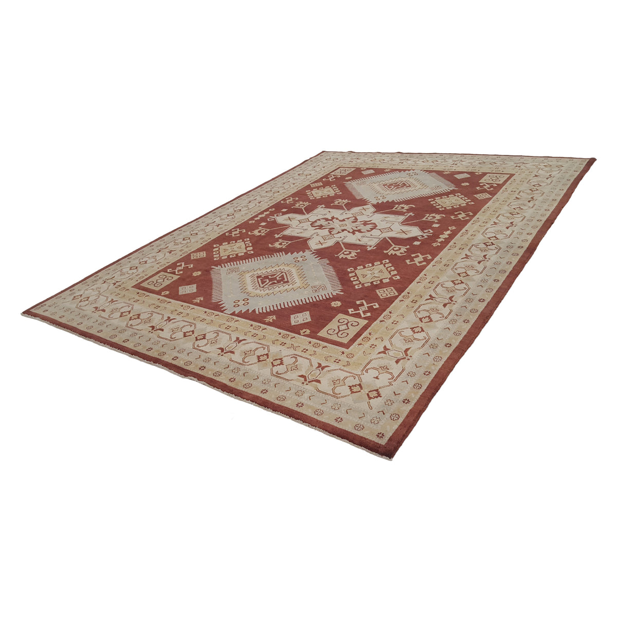 Pacific Kazak 17078 Brown Ivory Traditional Hand Knotted Rug
