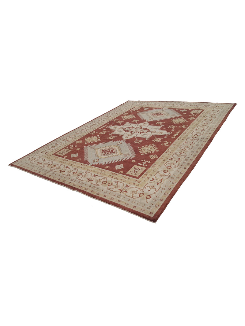 Pacific Kazak 17078 Brown Ivory Traditional Hand Knotted Rug