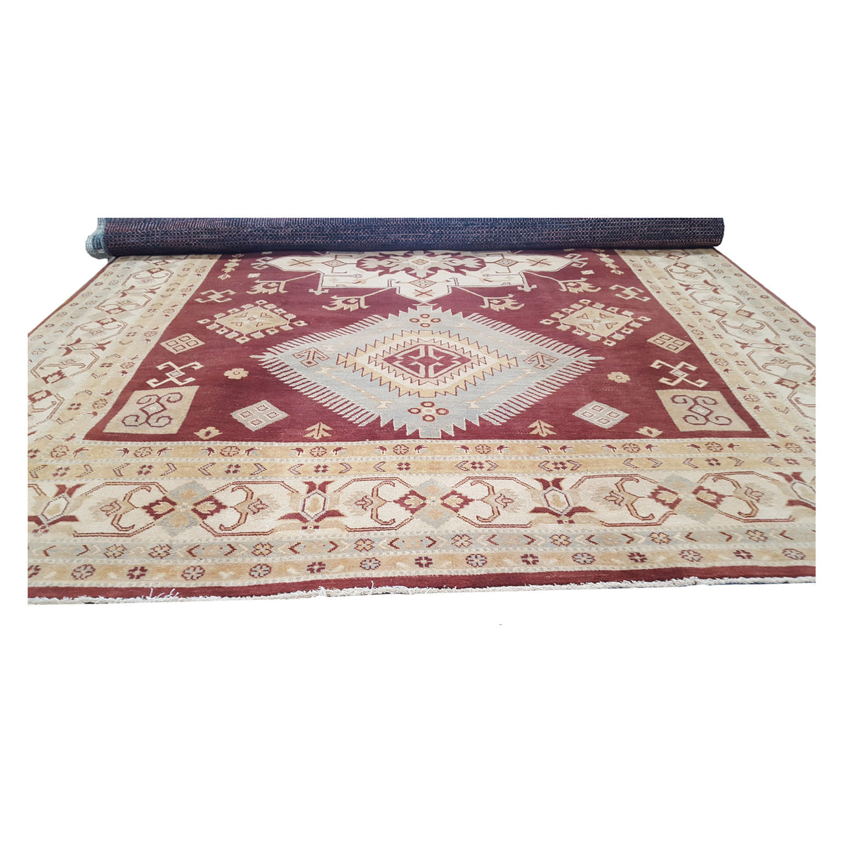 Pacific Kazak 17078 Brown Ivory Traditional Hand Knotted Rug
