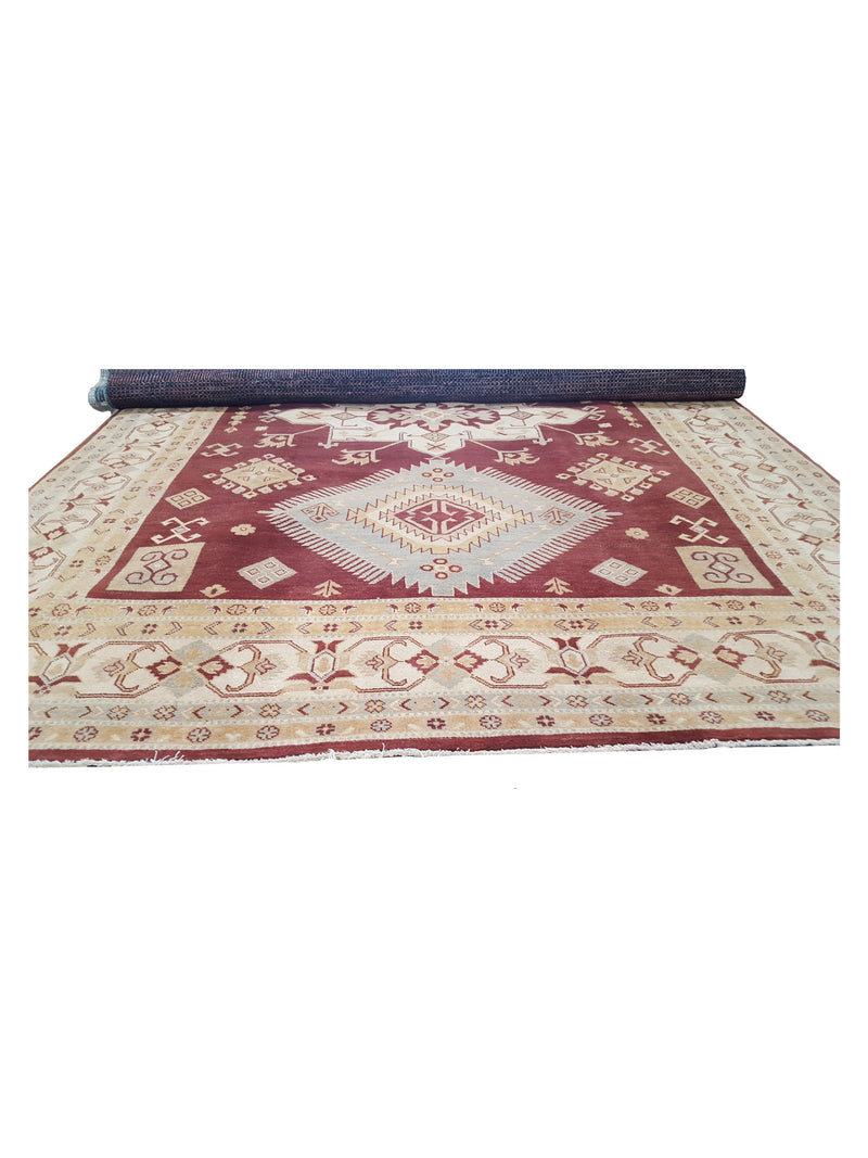 Pacific Kazak 17078 Brown Ivory Traditional Hand Knotted Rug
