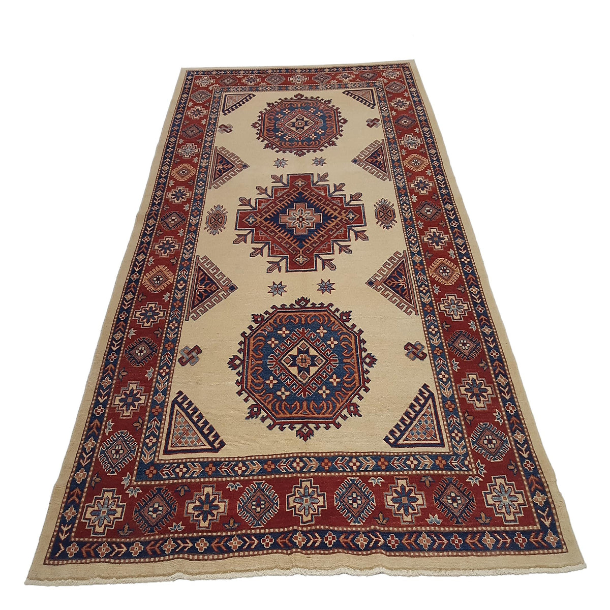 Pacific Kazak 17083 Ivory Red Traditional Hand Knotted Rug