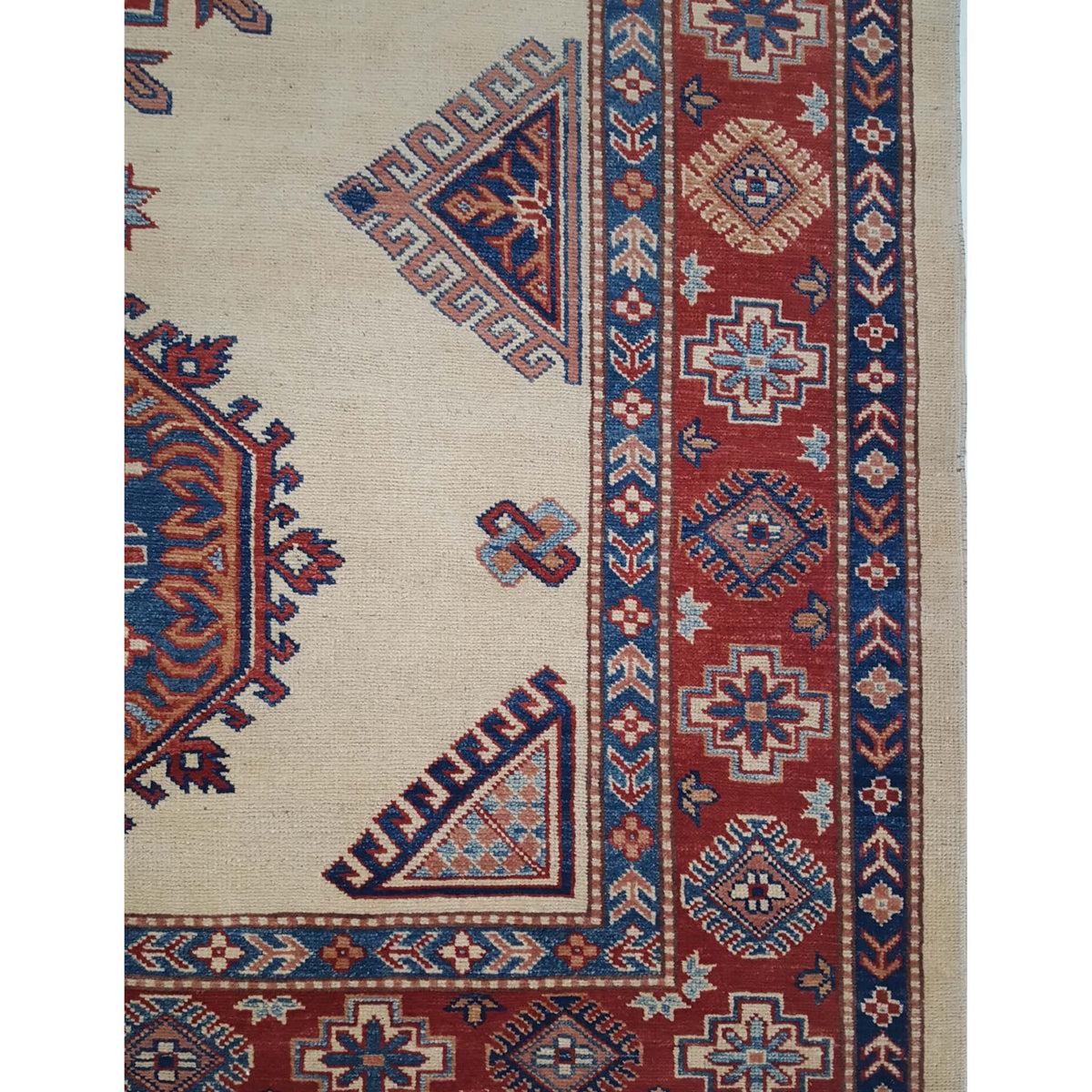 Pacific Kazak 17083 Ivory Red Traditional Hand Knotted Rug