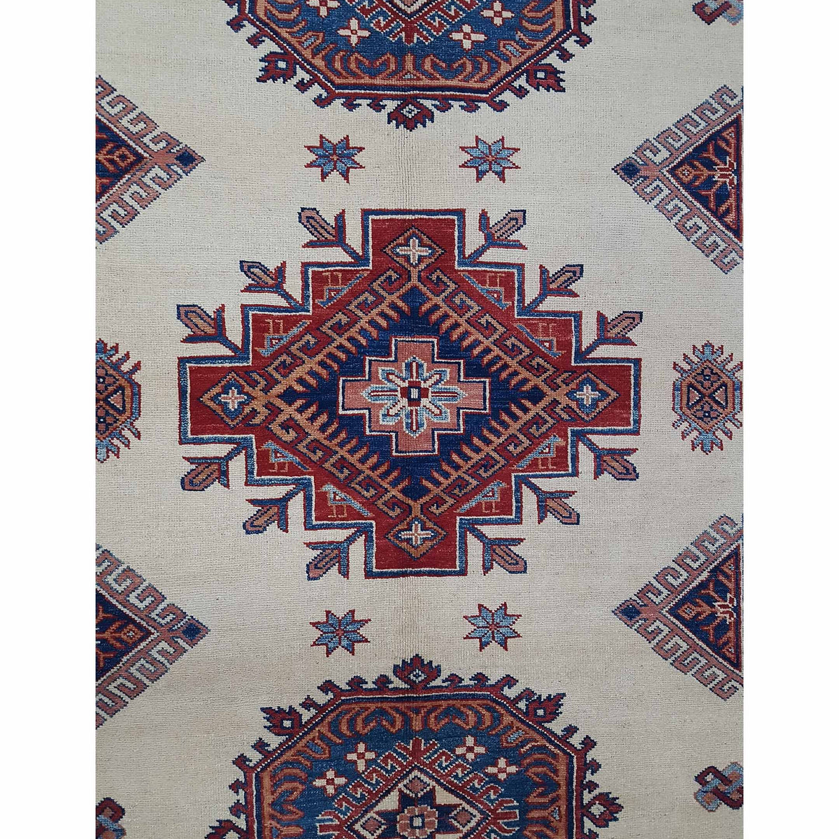Pacific Kazak 17083 Ivory Red Traditional Hand Knotted Rug