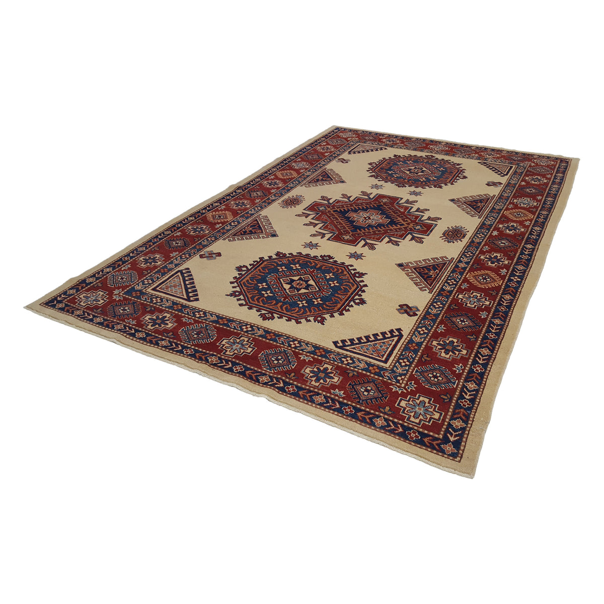 Pacific Kazak 17083 Ivory Red Traditional Hand Knotted Rug