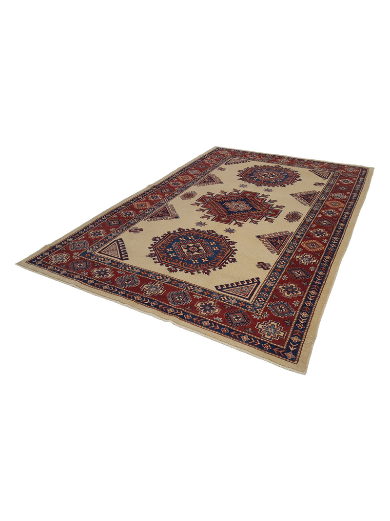 Pacific Kazak 17083 Ivory Red Traditional Hand Knotted Rug