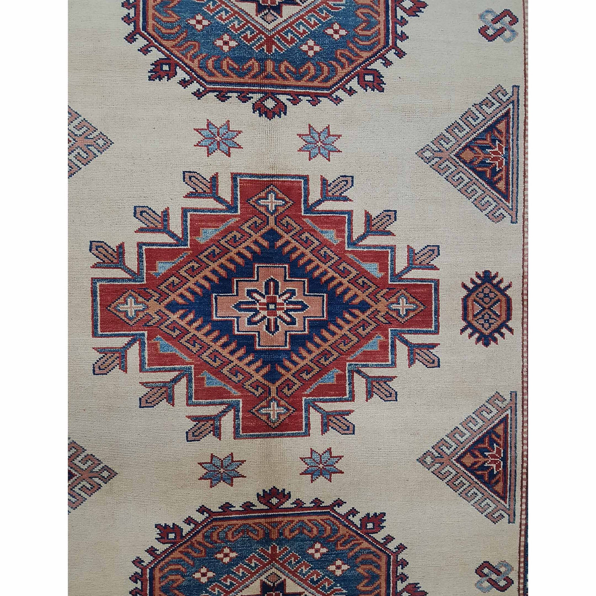 Pacific Kazak 17086 Beige Red Traditional Hand Knotted Rug