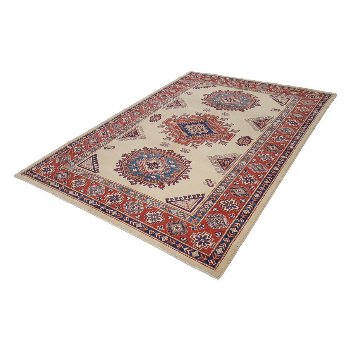 Pacific Kazak 17086 Beige Red Traditional Hand Knotted Rug