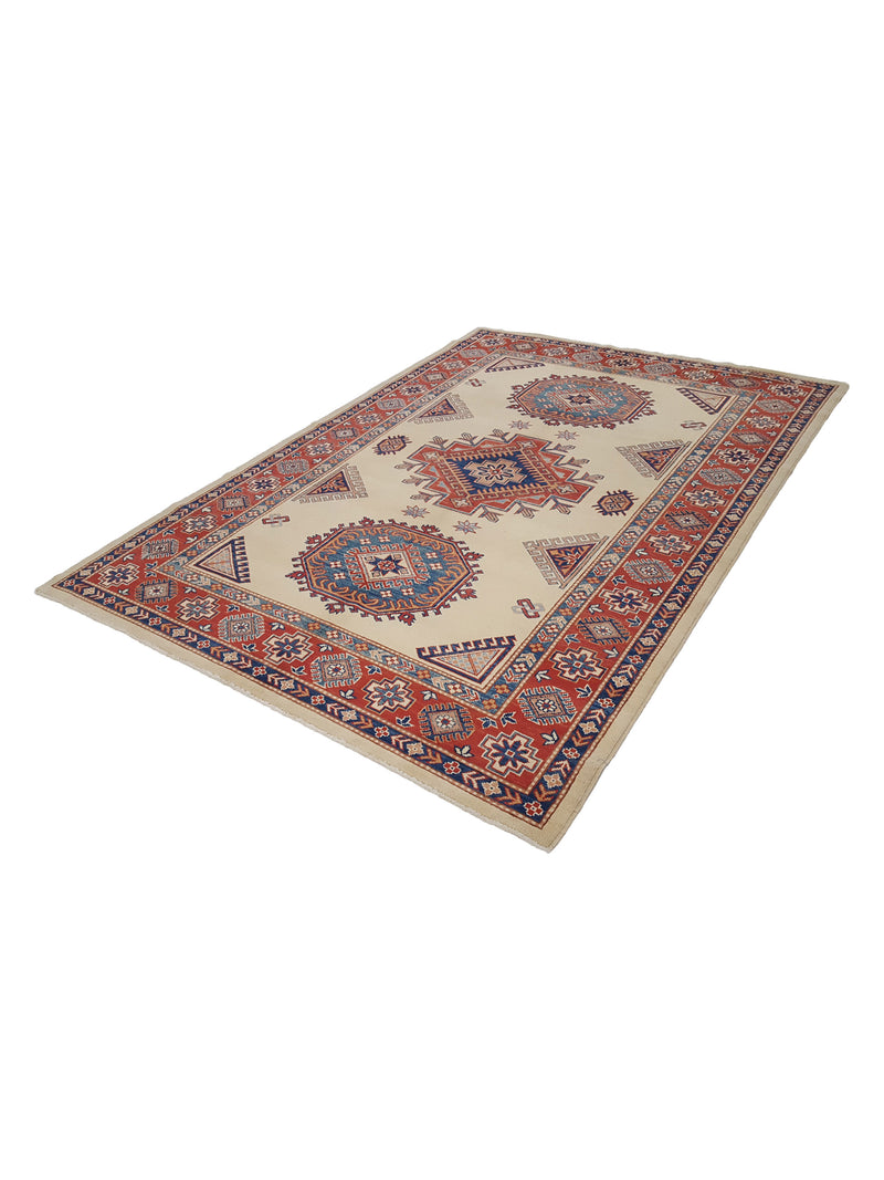 Pacific Kazak 17086 Beige Red Traditional Hand Knotted Rug