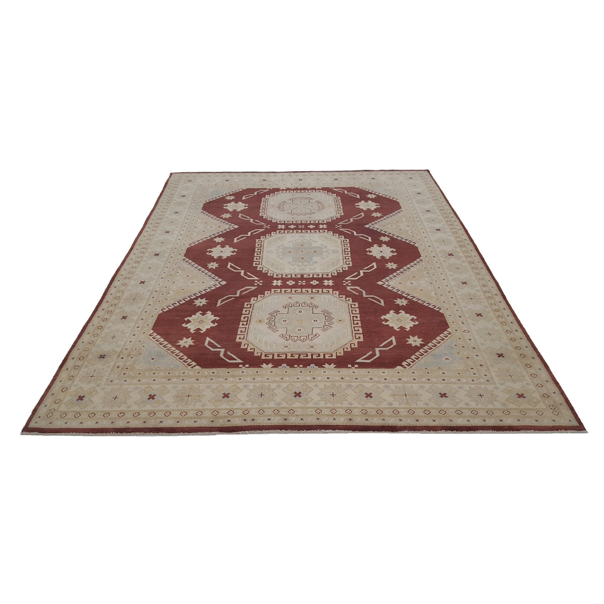 Pacific Kazak 17087 Brown Ivory Traditional Hand Knotted Rug