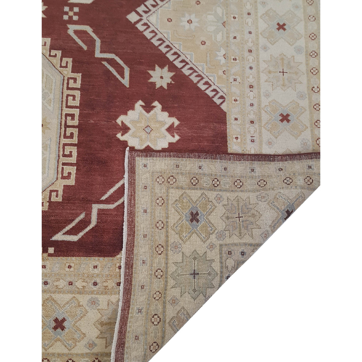 Pacific Kazak 17087 Brown Ivory Traditional Hand Knotted Rug