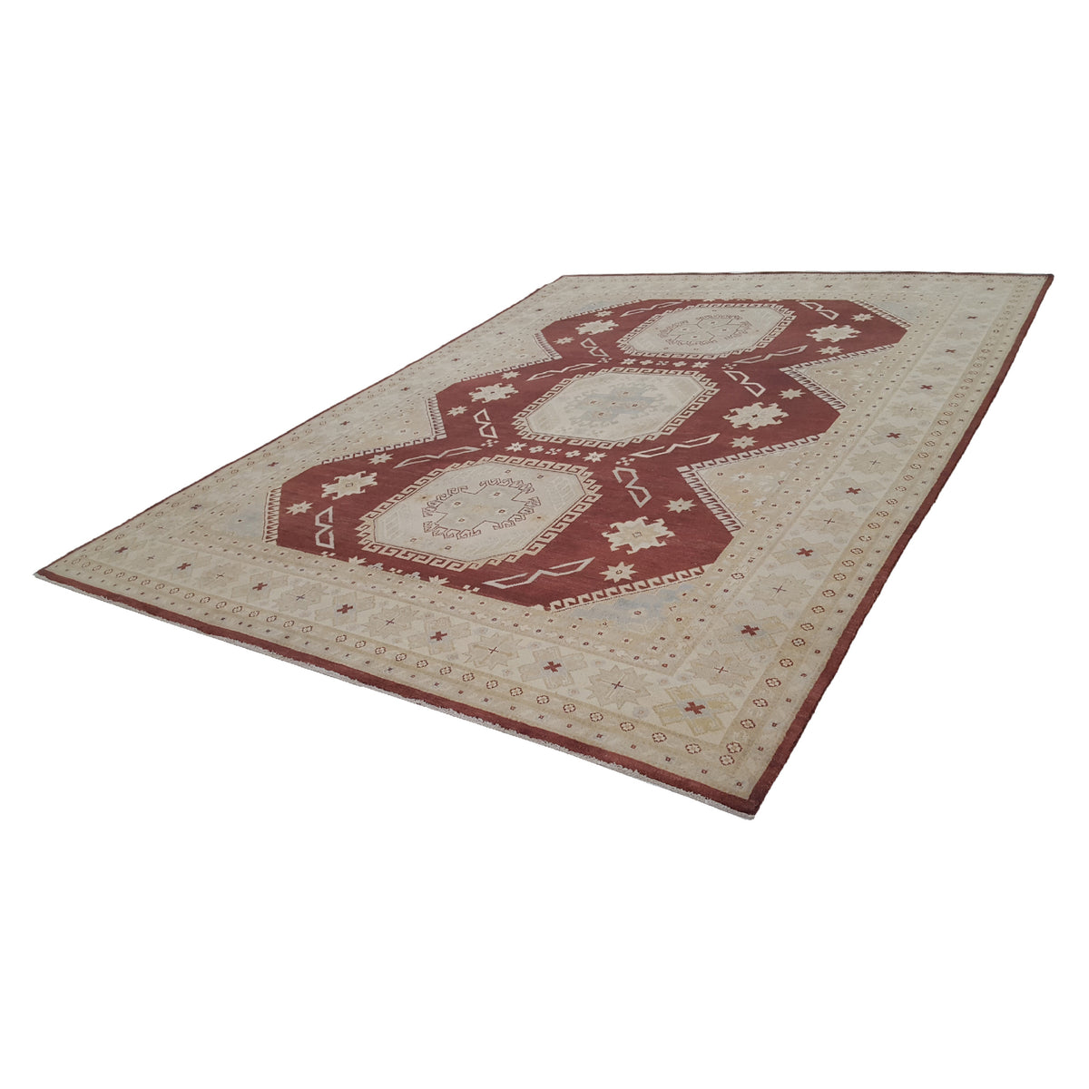 Pacific Kazak 17087 Brown Ivory Traditional Hand Knotted Rug