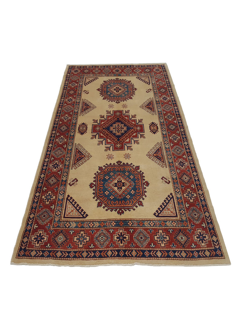 Pacific Kazak 17093 Beige Red Traditional Hand Knotted Rug