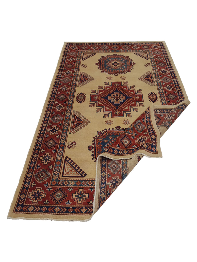 Pacific Kazak 17093 Beige Red Traditional Hand Knotted Rug