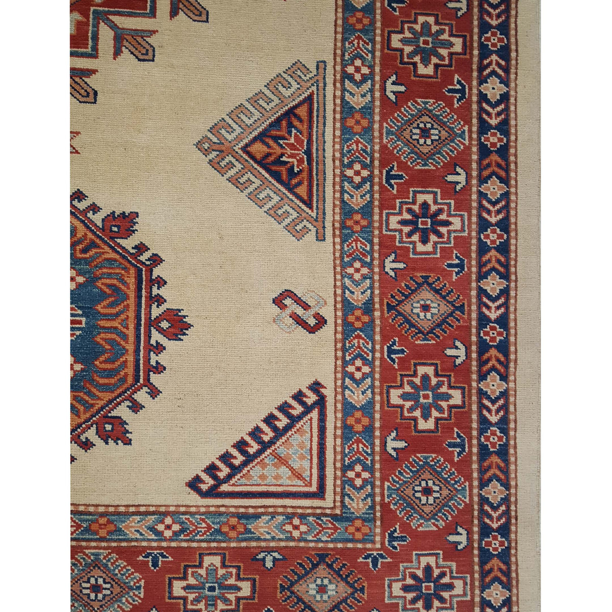 Pacific Kazak 17093 Beige Red Traditional Hand Knotted Rug