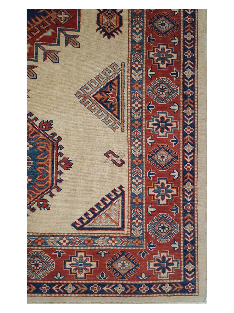 Pacific Kazak 17093 Beige Red Traditional Hand Knotted Rug
