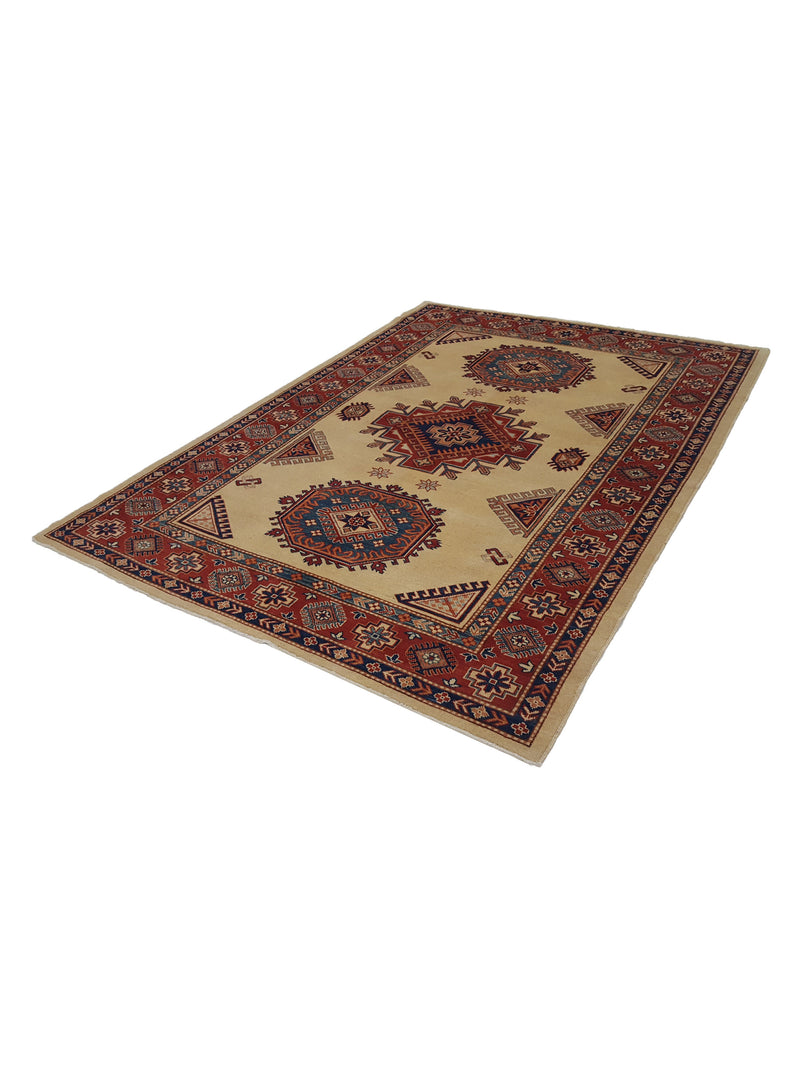 Pacific Kazak 17093 Beige Red Traditional Hand Knotted Rug